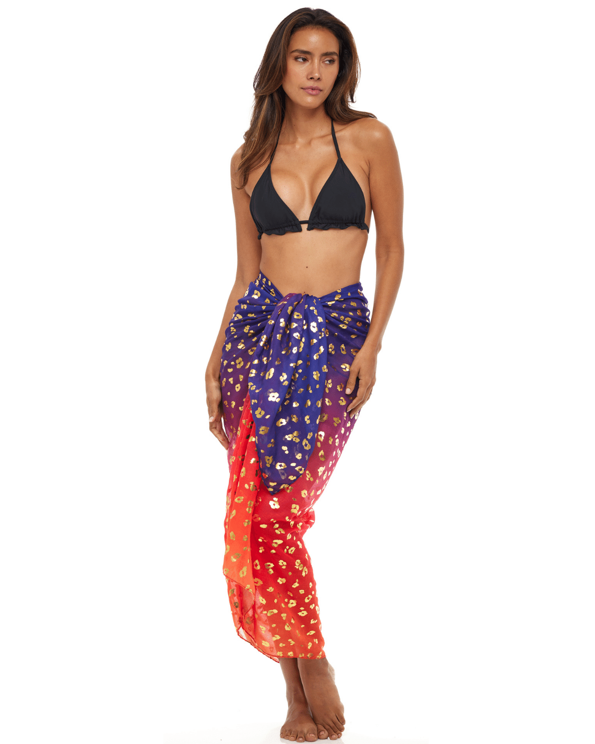 Gold Leopard Beach | Sarong | Pareo | Beach Scarf | Wrap | PinkMulti