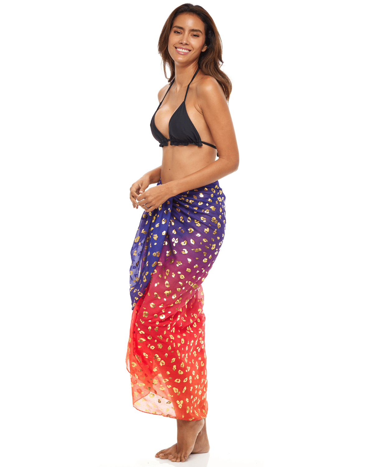 Gold Leopard Beach | Sarong | Pareo | Beach Scarf | Wrap | PinkMulti