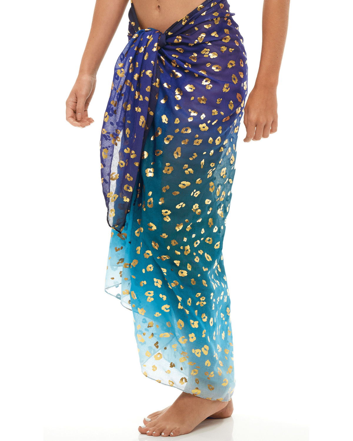 Gold Leopard Beach | Sarong | Pareo | Beach Scarf | Wrap | BlueMulti